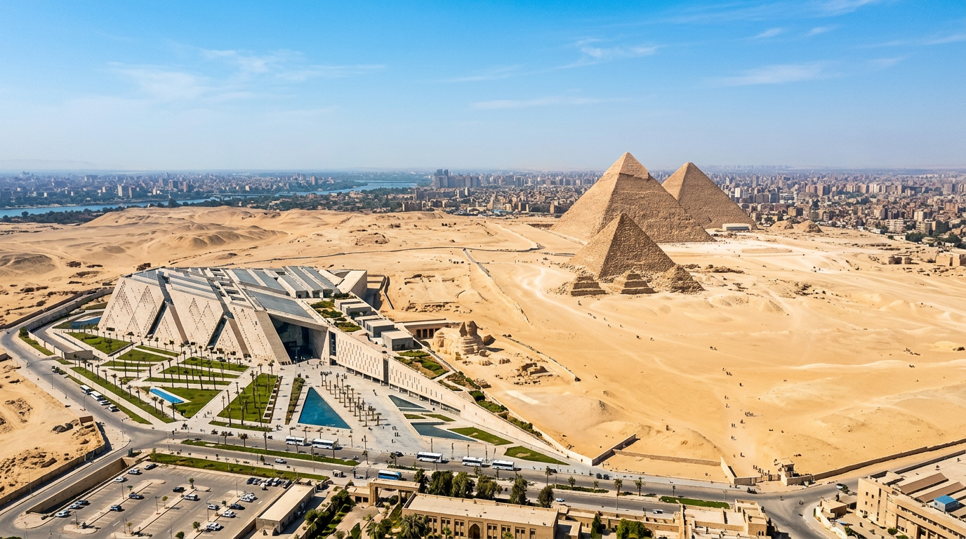 Lage Großes Ägyptisches Museum GEM bei den Pyramiden von Gizeh Kairo