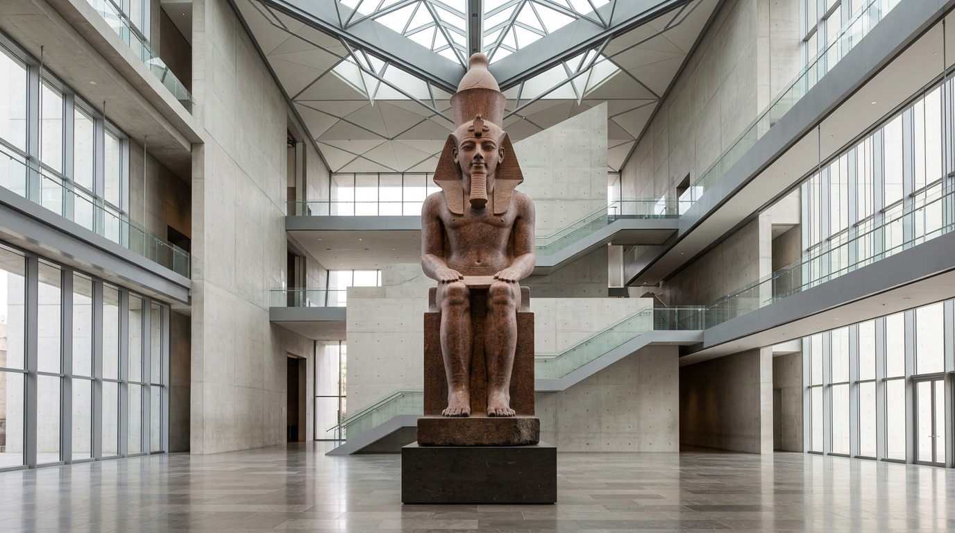 Kolossalstatue Ramses II GEM Grand Egyptian Museum Atrium Kairo